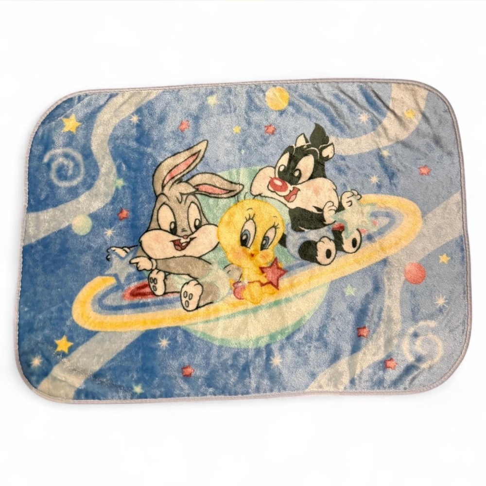 VINTAGE Warner Bros Baby Looney Tunes Blanket Sylvester Bugs Bunny Tweety Bird